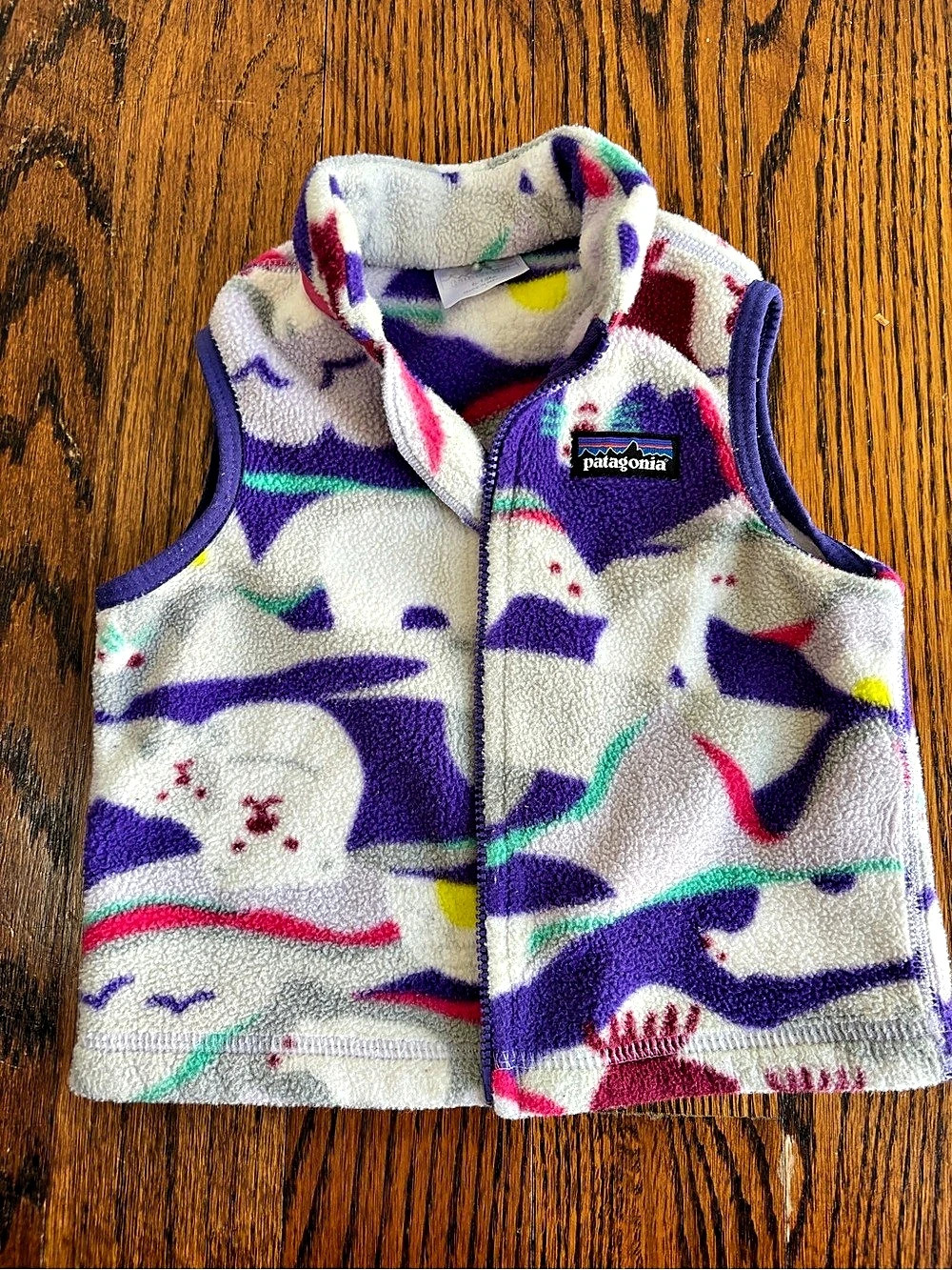 Patagonia Baby Synchilla Fleece Vest Purple & White
